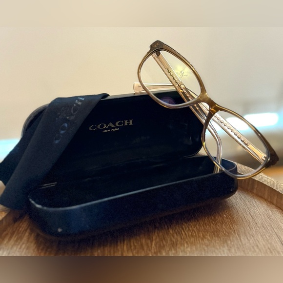Coach Brown Glitter Prescription Glasses with Case and Cloth - Picture 1 of 8